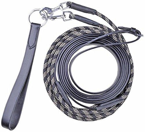 HKM Rope Leather Cob/Full Training Draw Rein - Brown Cob / Full - PawsPlanet Australia