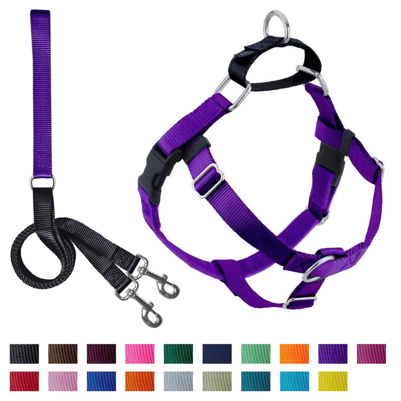 [Australia] - 2 Hounds Design Freedom No-Pull Dog Harness and Leash, Adjustable Comfortable Control for Dog Walking, Made in USA (Medium 1") (Purple) 