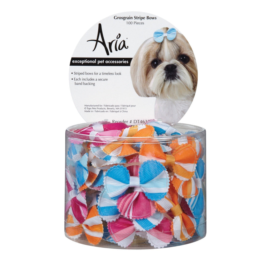 Aria Grosgrain Stripe Bows for Dogs, 100-Piece Canisters - PawsPlanet Australia