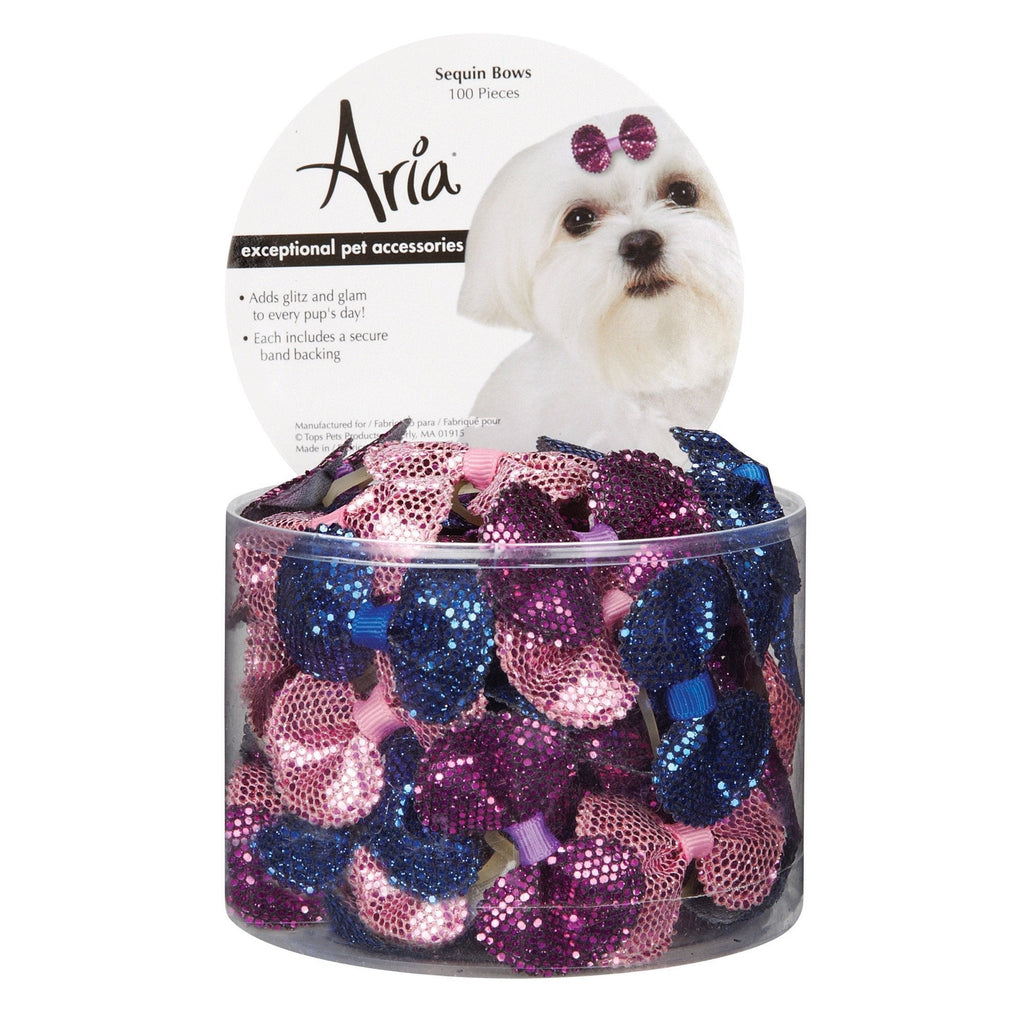 [Australia] - Aria Sequin Bows for Dogs, 100-Piece Canisters 