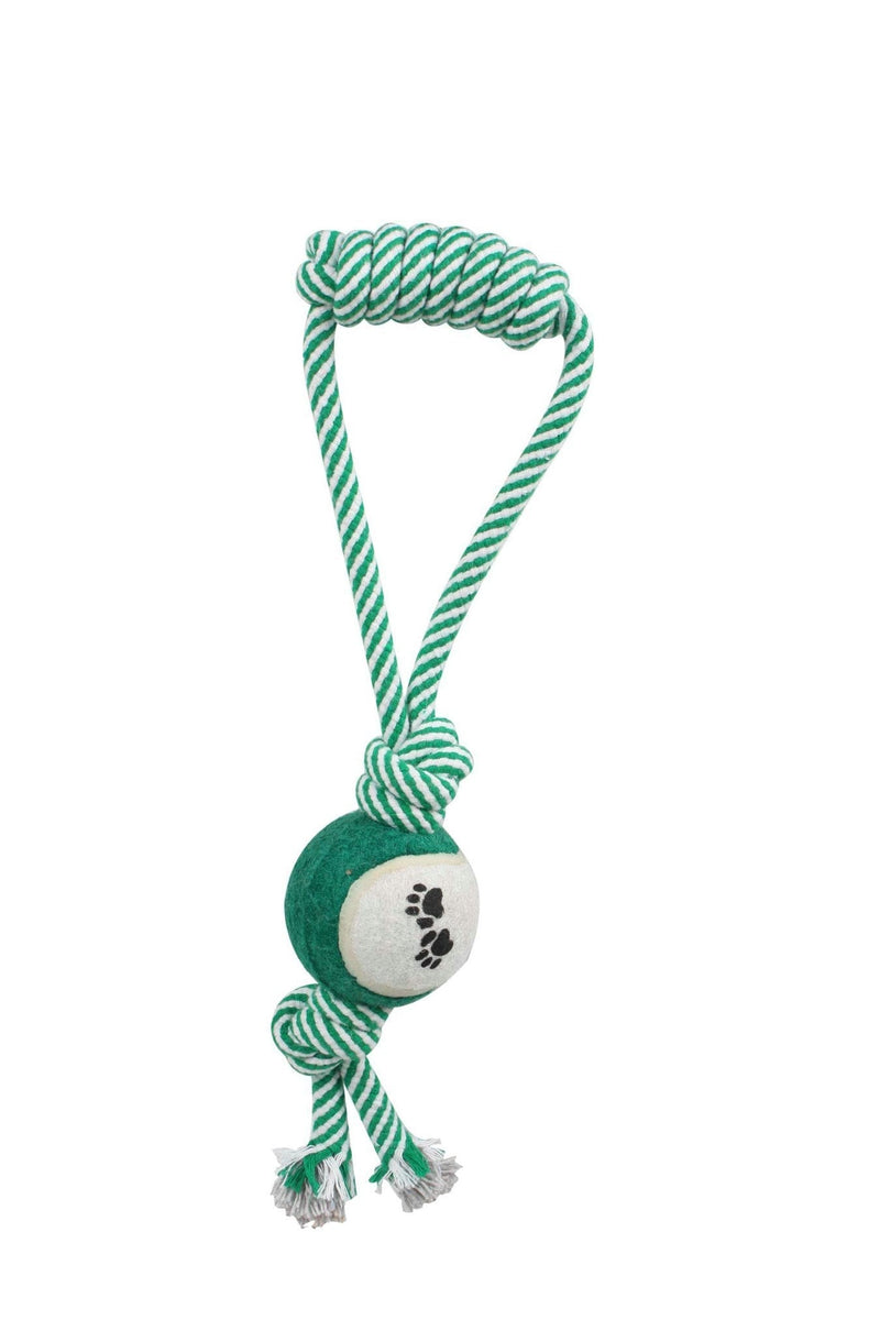 [Australia] - Pet Life Pull Away' Rope and Tennis Ball Green One Size 