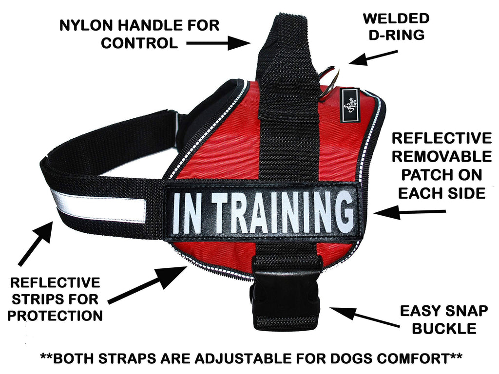 [Australia] - Service Dog Harness Vest Cool Comfort Nylon for Dogs Small Medium Large Girth, Purchase Comes with 2 in Training Reflective Patches. Please Measure Dog Before Ordering Girth 28-38" Red 