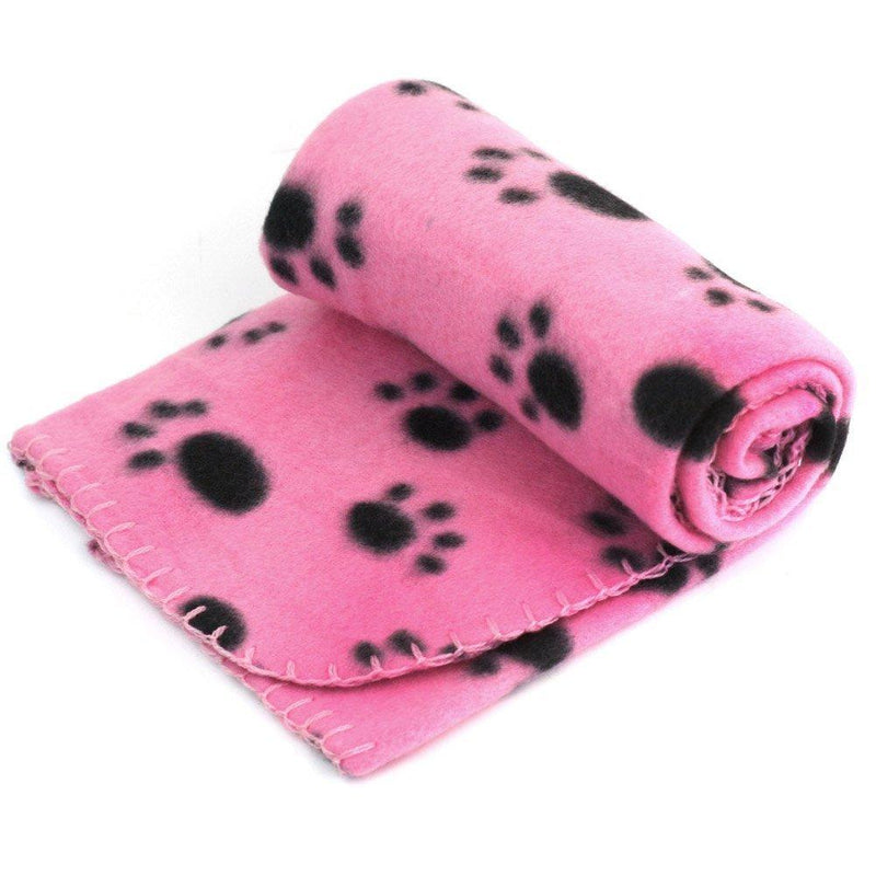 [Australia] - Yonisun Pet Dog Cat Puppy Kitten Soft Blanket Doggy Warm Bed Mat Paw Print Cushion Pink 