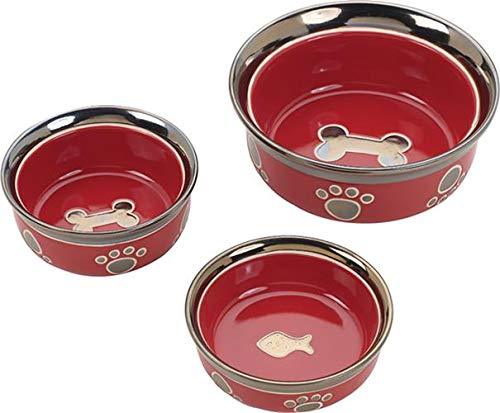 Ethical Stoneware Dish 6888 Ritz Copper Rim Dog Dish Red 5" - PawsPlanet Australia