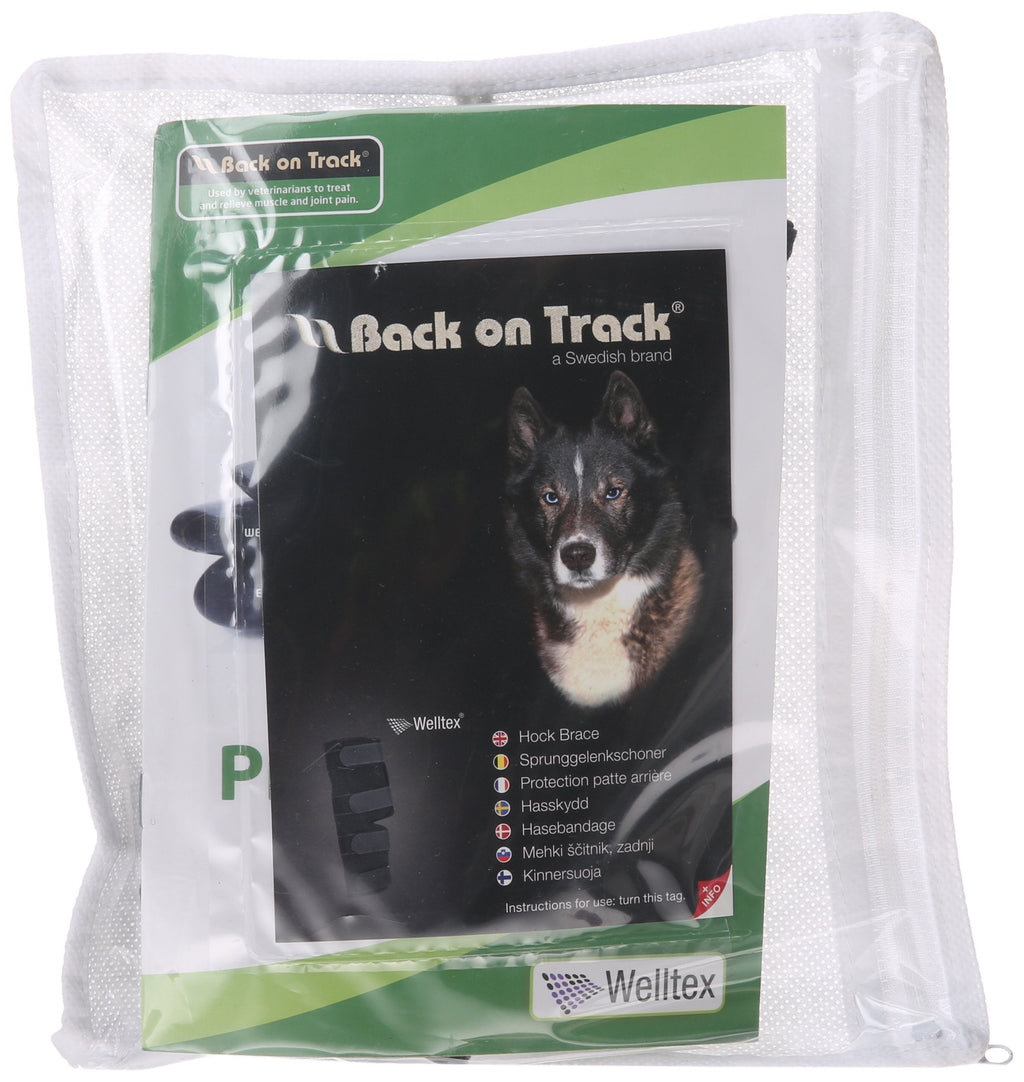 Back on Track Therapeutic Dog Rear Leg/Hock Brace (Pair) Medium 7.8-Inch Length, 6.25 to 6.75-Inches Top Width, 4.75 to 5.1-Inches Bottom Width with 4 Adjustable Straps Medium 8" Long, 7" Top Width, 5" Bottom Width - PawsPlanet Australia