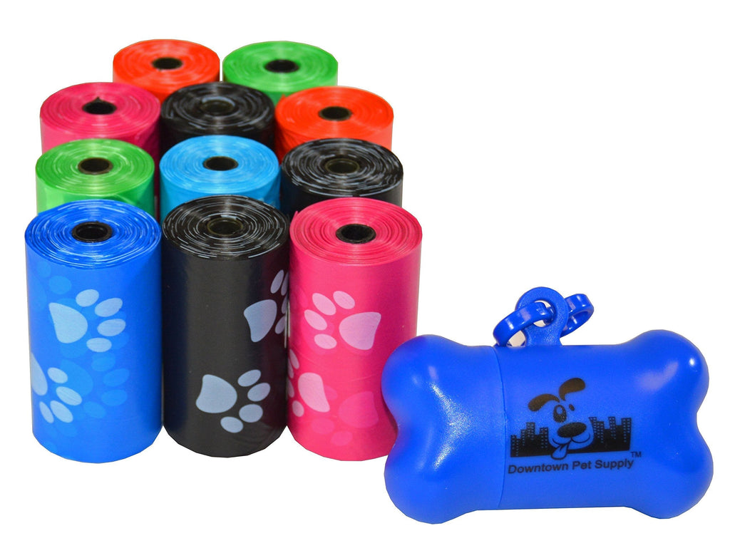 [Australia] - Downtown Pet Supply Dog Pet Waste Poop Bags with Leash Clip and Bag Dispenser - 180, 220, 500, 700, 880, 960, 2200 Bags 220 Bags Rainbow with Paw Prints 