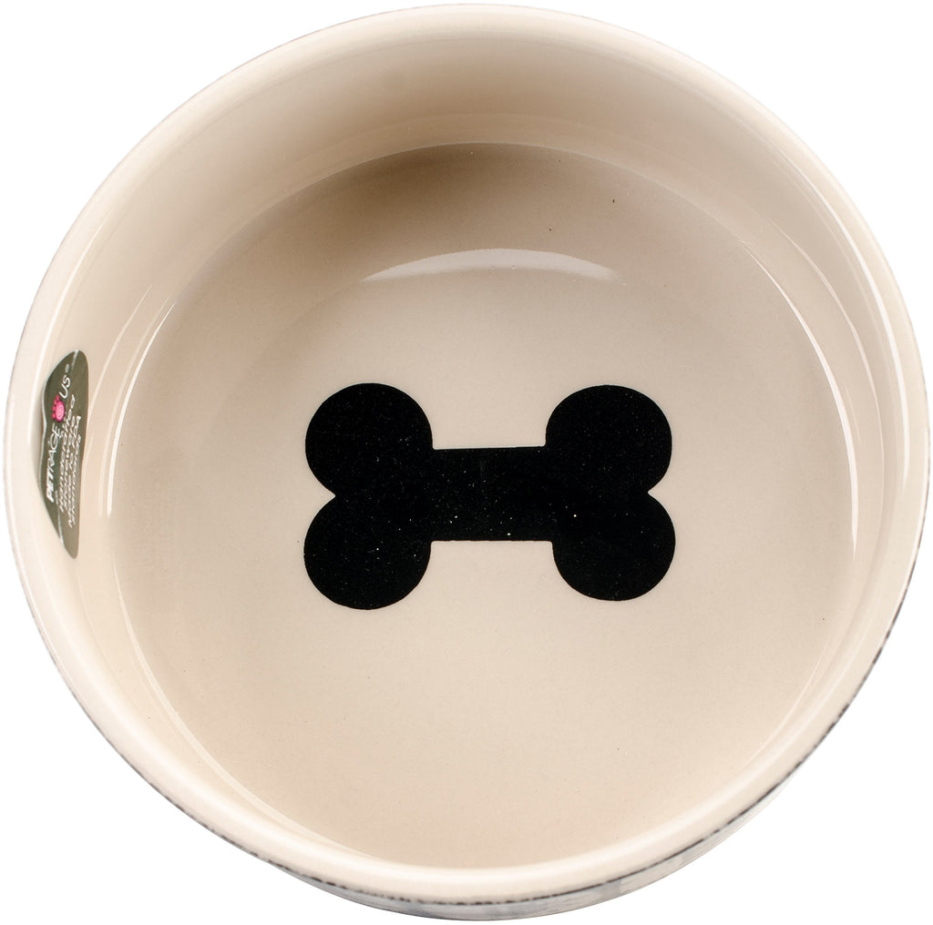 [Australia] - PetRageous 3.5-Cup Food Vintage Pet Bowl, 6-Inch, Black/Natural 