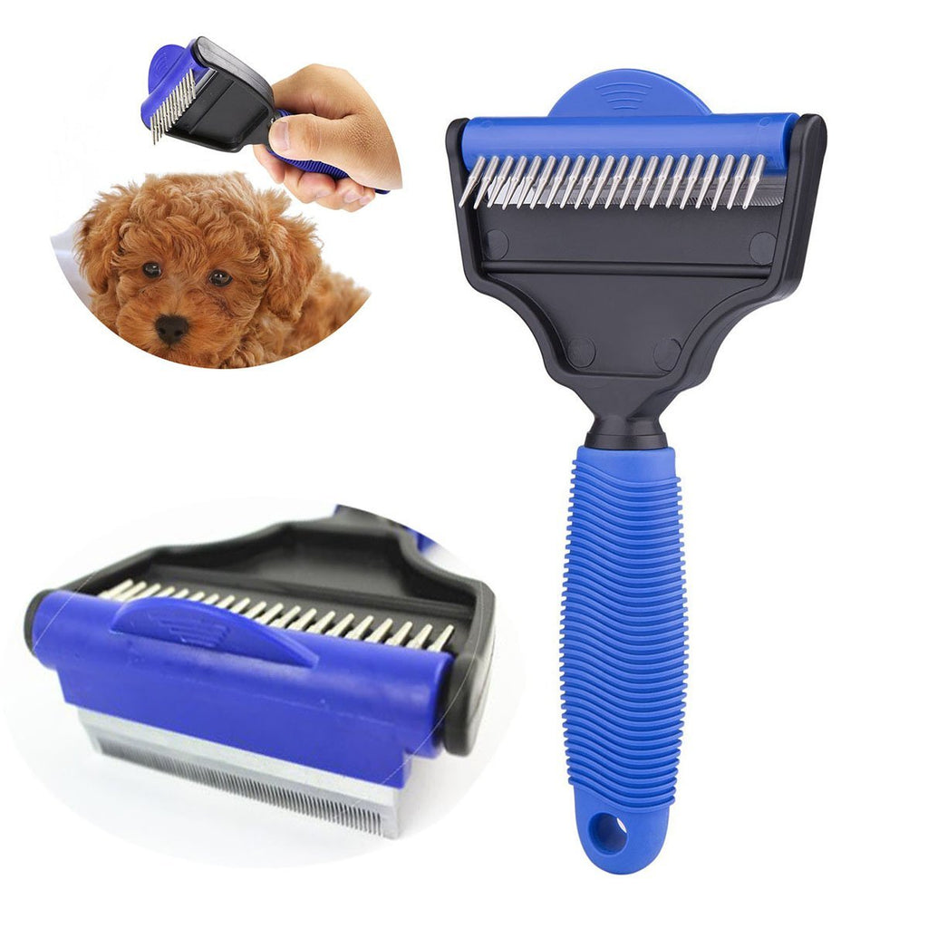 [Australia] - Goldsen Pet Dematting Comb, 2 Sided Undercoat Rake for Cats&Dogs Pet Grooming Tool Removes Undercoat Mats for Small Medium and Large Breeds with Medium and Long Hair for Pet Brush Tool Blue 
