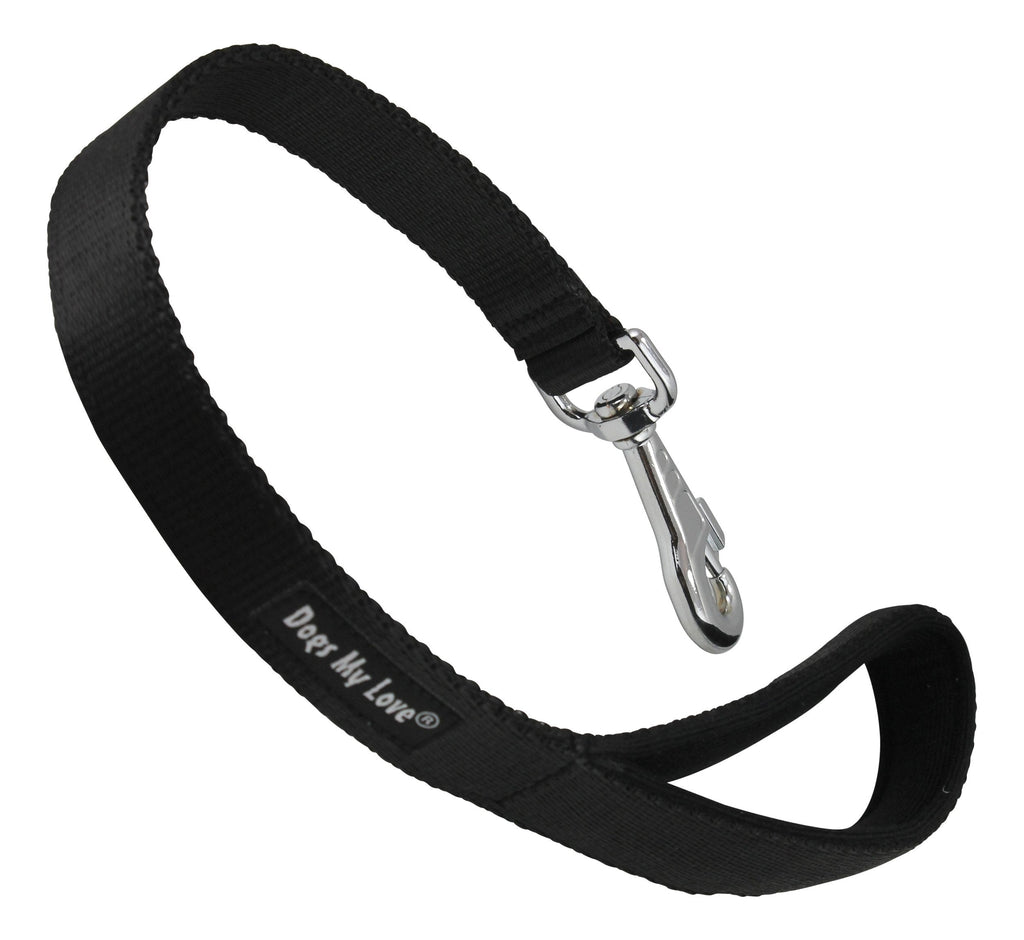 [Australia] - Short Dog Leash Padded Handle 1" Wide Nylon Traffic Lead 18" Long Black Large 