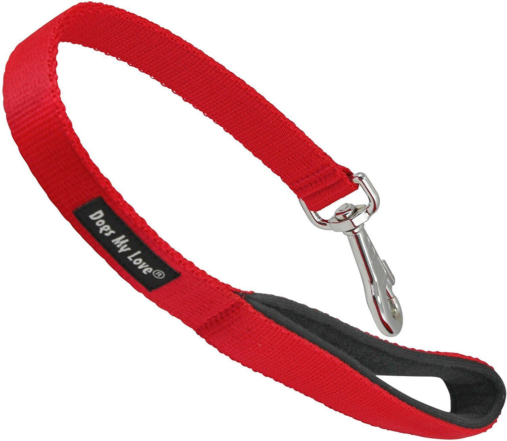 [Australia] - Short Dog Leash Padded Handle 1" Wide Nylon Traffic Lead 18" Long Red Large 