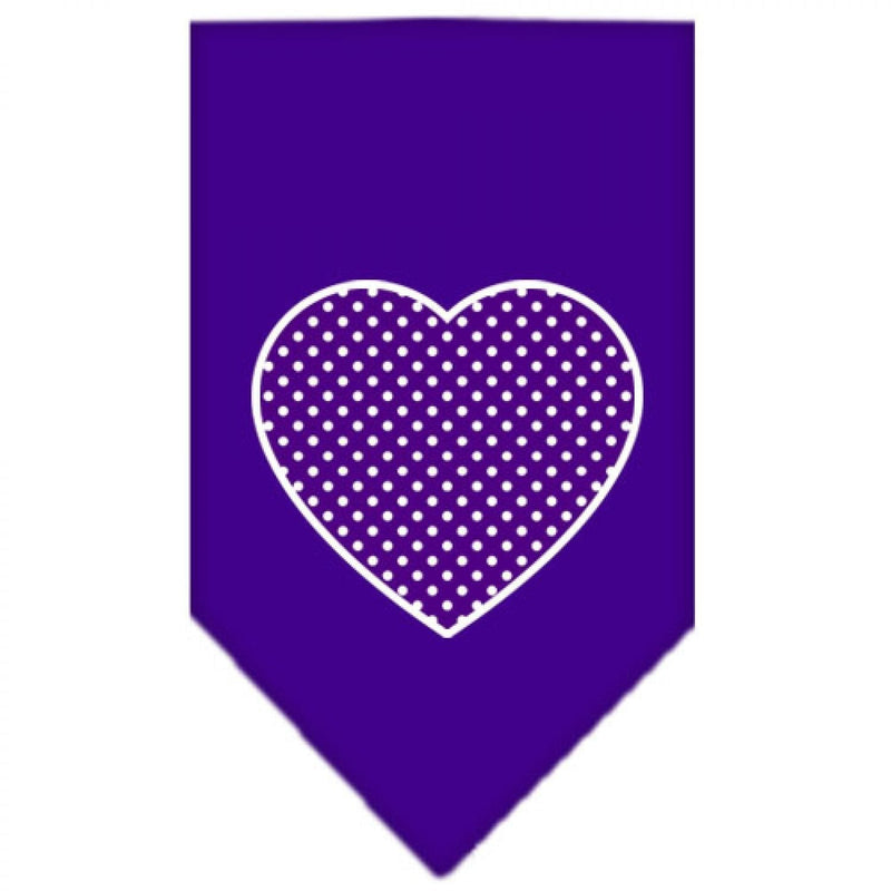 [Australia] - Purple Swiss Dot Heart Screen Print Dog Bandanas Large Purple 