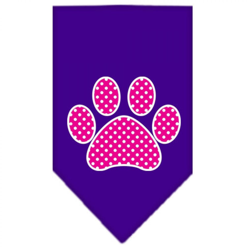 [Australia] - Pink Swiss Dot Paw Screen Print Dog Bandanas Large Purple 