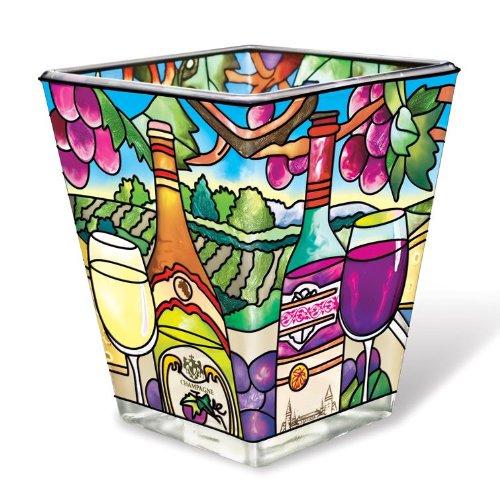 Amia 41089 Hand Painted Glass V-Shaped Petite Votive Holder, Wine Country Design, 3-Inch High - PawsPlanet Australia