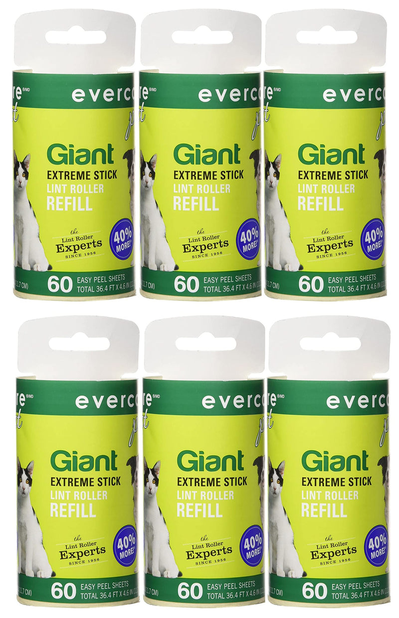 Evercare Giant PET Hair Roller REFILL - 6 Pack - PawsPlanet Australia