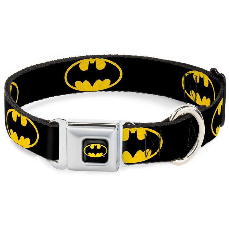 [Australia] - Buckle-Down Seatbelt Buckle Dog Collar - Batman Shield Black/Yellow 1" Wide - Fits 15-26" Neck - Large 