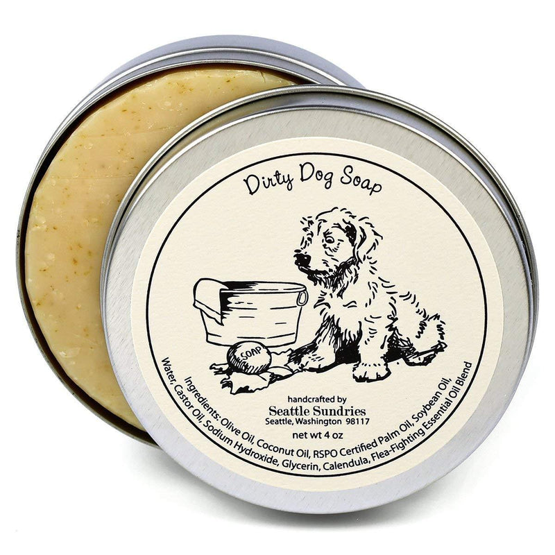 [Australia] - Dirty Dog Soap-100% Natural & Hand Made. Scented with Essential Oils. One 4 oz Shampoo Bar in a Convenient Travel Gift Tin. Great For Animal Pet Lovers. 