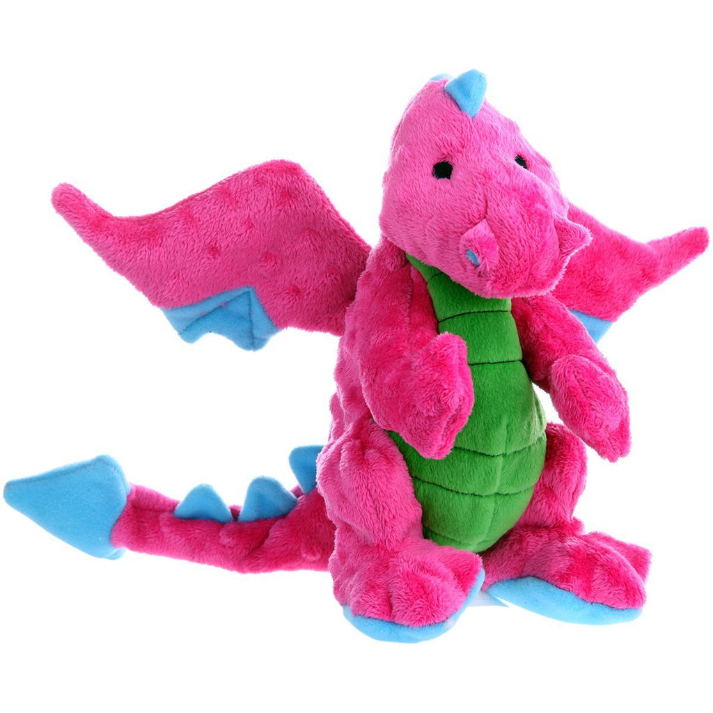 [Australia] - goDog Dragon with Chew Guard Technology Tough Plush Dog Toy, Pink, Large 