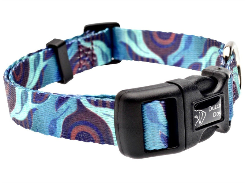 [Australia] - Dutch Dog Amsterdam Fashion Dog Collar, 15 to 20-Inch, Aqua Flora 