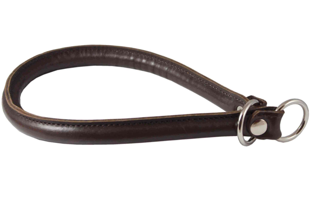 [Australia] - Round Genuine Rolled Leather Choke Dog Collar 19" Long Brown 