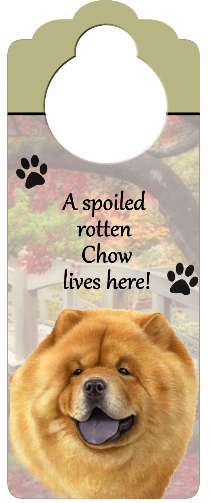 [Australia] - Chow Wood Sign "A Spoiled Rotten Chow Lives Here"with Artistic Photograph Measuring 10 by 4 Inches Can Be Hung On Doorknobs Or Anywhere In Home 