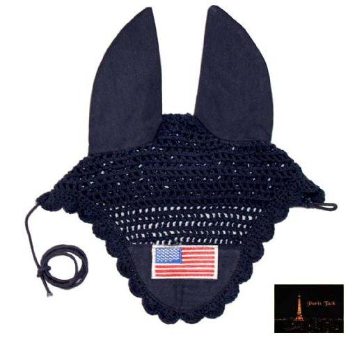 Derby Originals Paris Tack Patriotic Flag Crochet Ear Nets, Navy, Oversize - PawsPlanet Australia