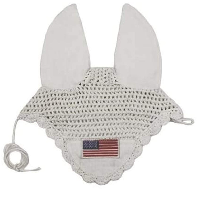 Derby Originals Paris Tack Patriotic Flag Crochet Ear Nets, White, Full - PawsPlanet Australia