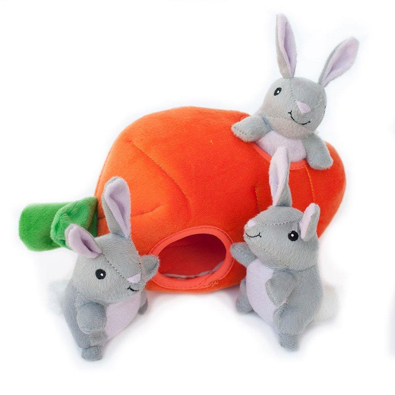 [Australia] - ZippyPaws - Farm Pals Burrow, Interactive Squeaky Hide and Seek Plush Dog Toy Bunny 'n Carrot 