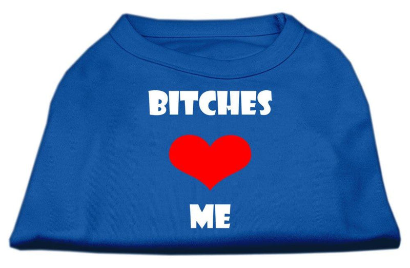 Mirage Pet Products Bitches Love Me Screen Print Shirt, X-Small, Blue - PawsPlanet Australia