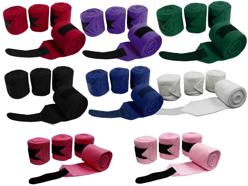 [Australia] - Derby Originals Set of 4 Super Soft Fleece Horse Polo Wraps with Velcro Red 