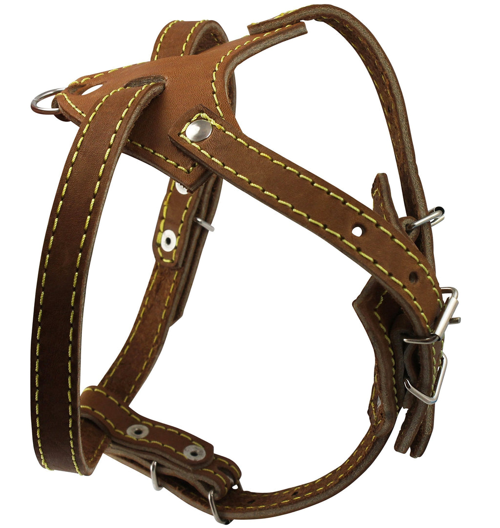 [Australia] - Brown Genuine Leather Dog Harness, 16.5"-20" Chest Size, 1/2" Wide 