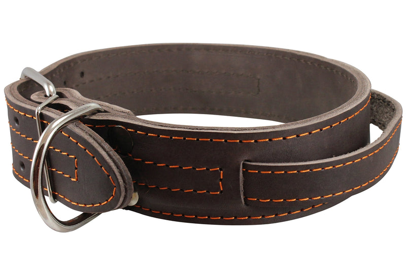[Australia] - Dogs My Love Brown Genuine Leather 27"x1.75" Wide Handle Collar Fits 20"-24" Neck X-Large Great Dane Mastiff 