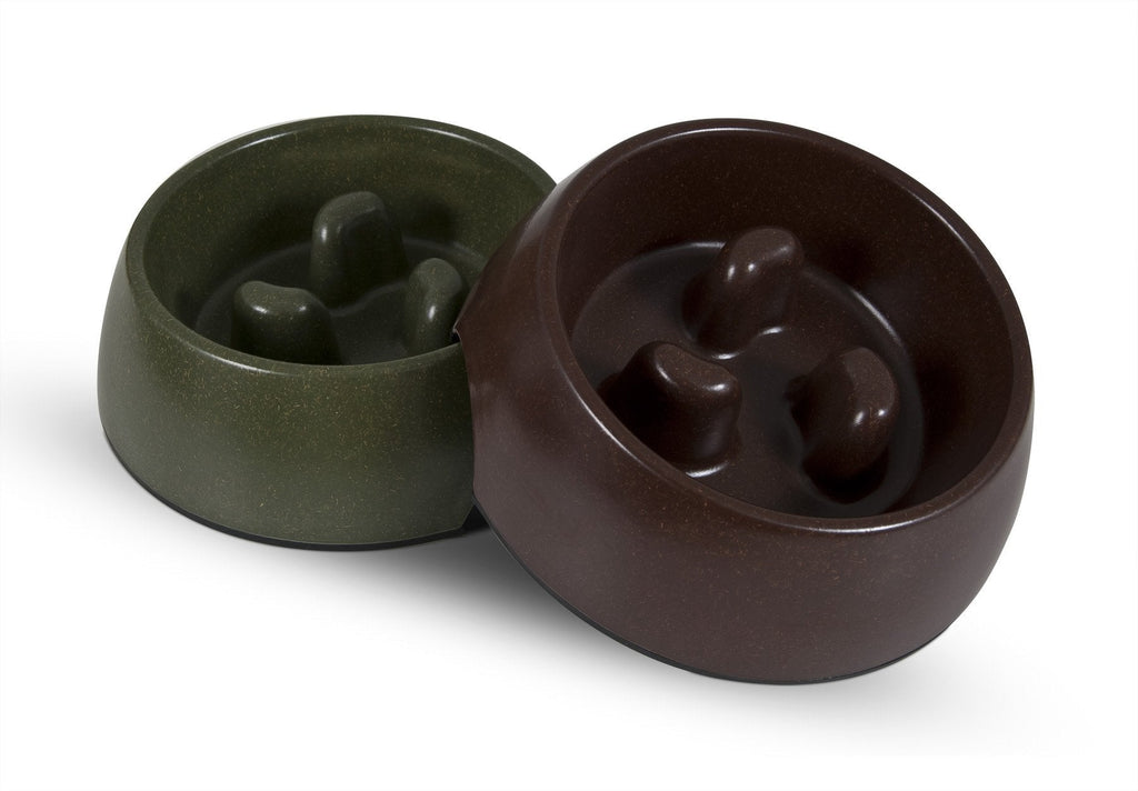 [Australia] - Petmate 23356 Eco Slow Pet Feeding Bowl, Large, Earth Brown/Forrest Green(Assorted) 