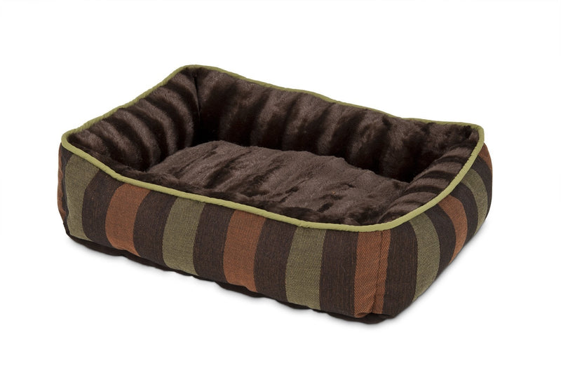 [Australia] - Petmate 80140 Fashion Rectangular Lounger for Pets, 24 by 20-Inch, Dark Brown with Wide Stripe 