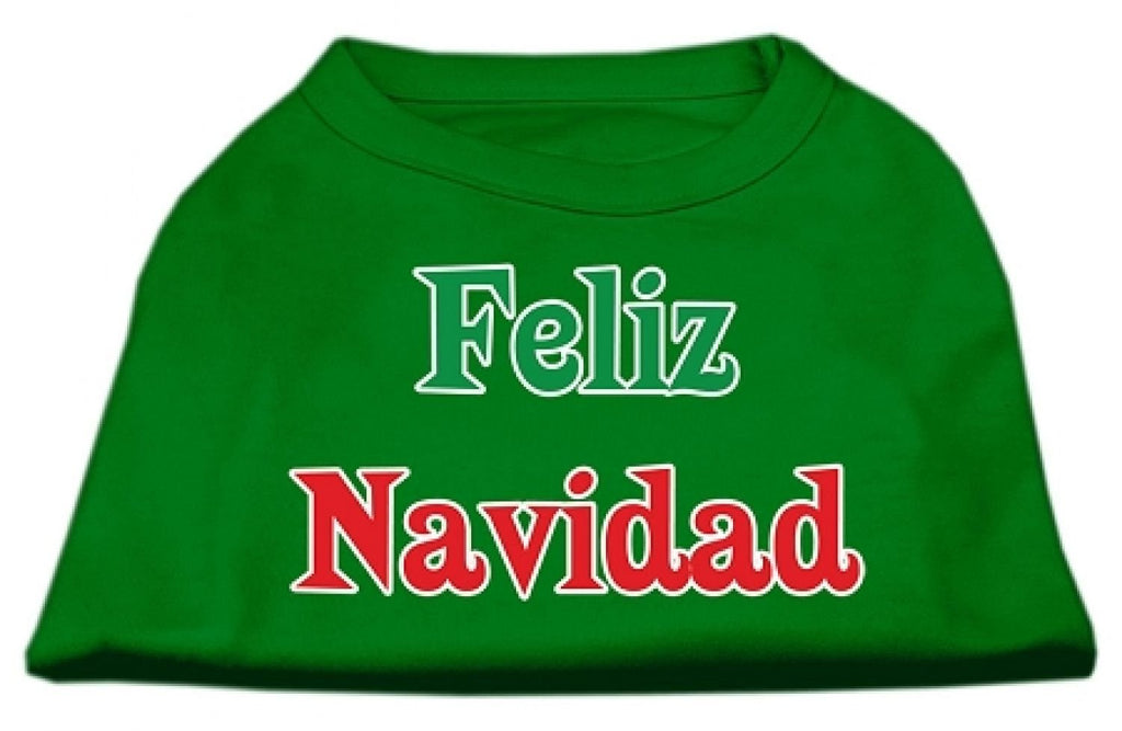 [Australia] - Mirage Pet Products 10-Inch Feliz Navidad Screen Print Shirts for Pets, Small, Emerald Green 