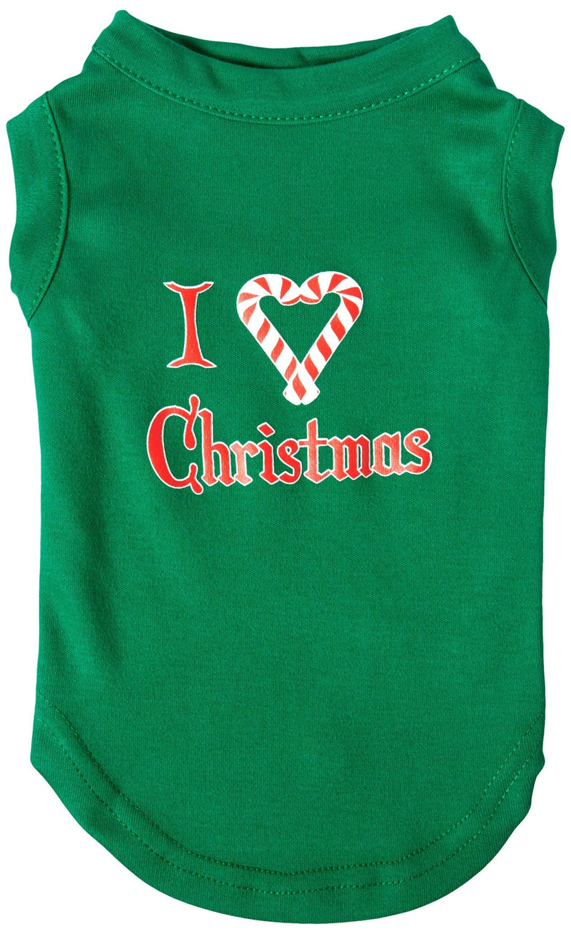 [Australia] - Mirage Pet Products 12-Inch I Heart Christmas Screen Print Shirts for Pets, Medium, Emerald Green 