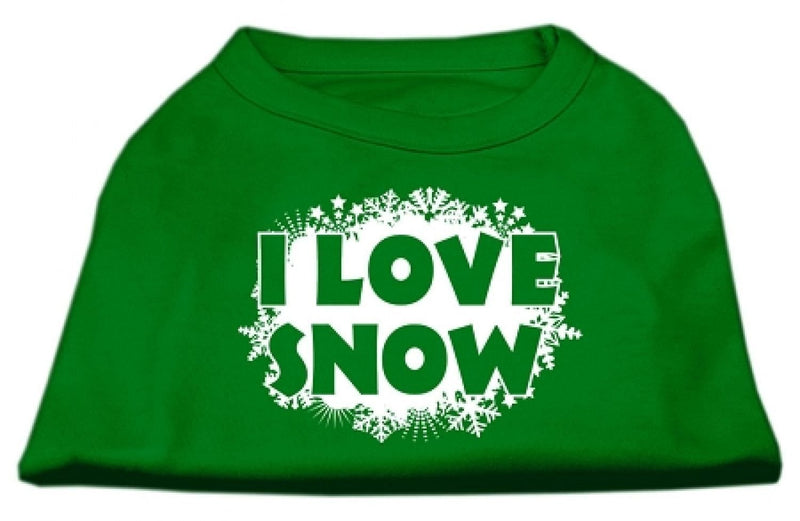 [Australia] - Mirage Pet Products 20-Inch I Love Snow Screen Print Shirts for Pets, 3X-Large, Emerald Green 