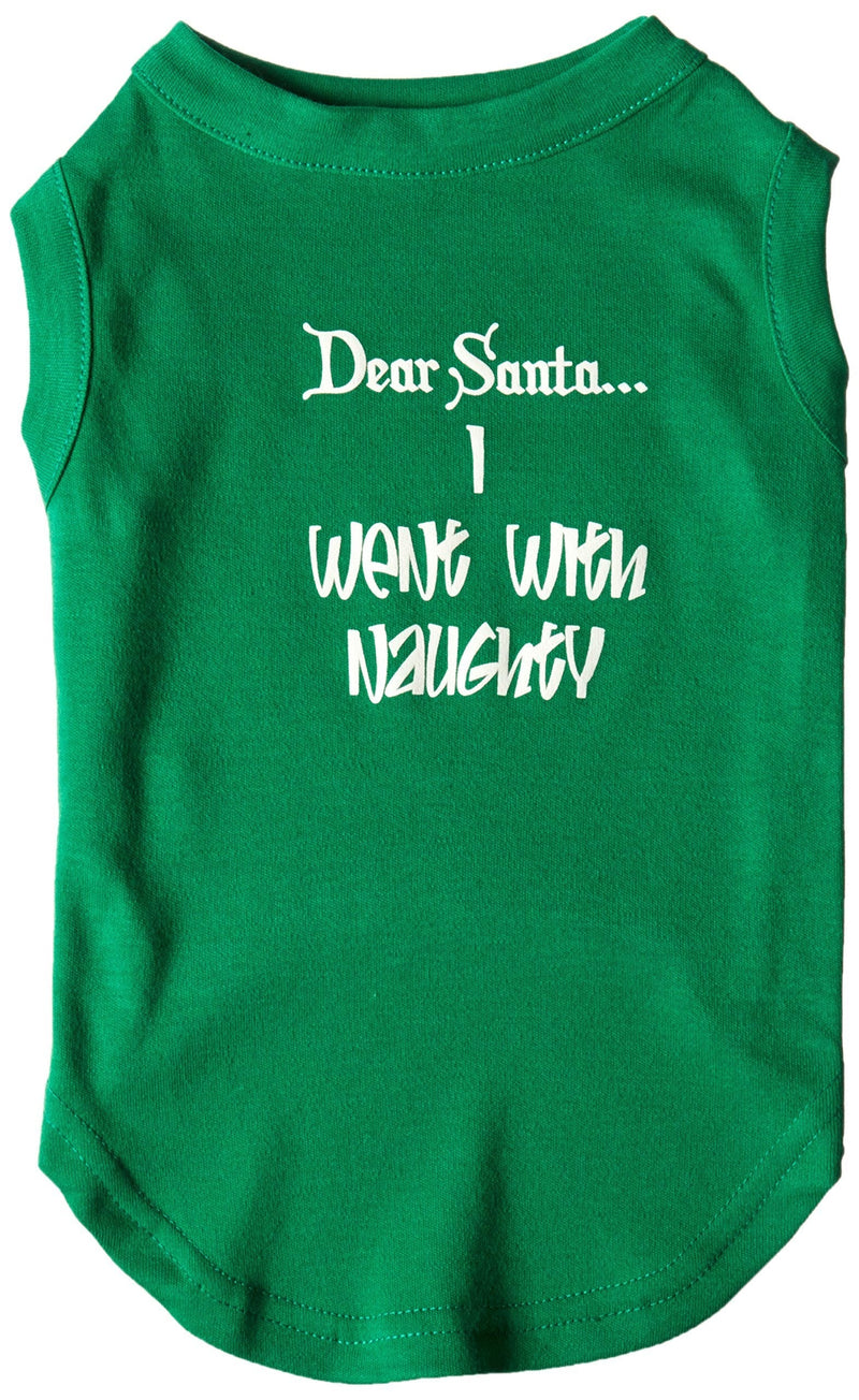 [Australia] - Mirage Pet Products 14-Inch Dear Santa I Went with Naughty Screen Print Shirts for Pets, Large, Emerald Green 