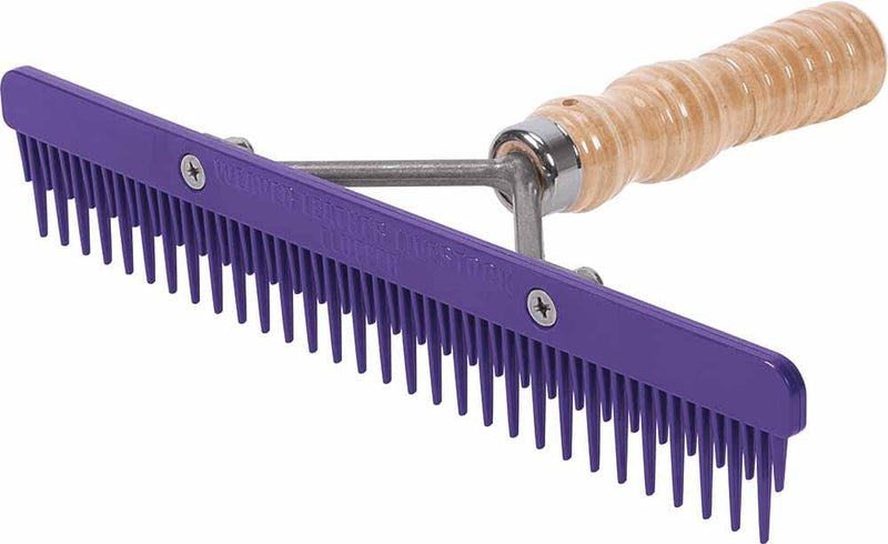 [Australia] - Weaver Leather Fluffer Comb with Handle & Replaceable Plastic Blade Purple Wood Handle 
