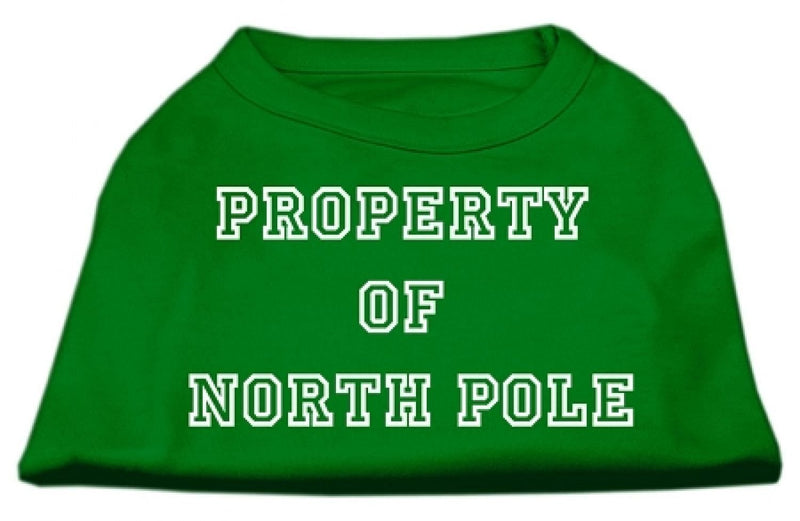 [Australia] - Mirage Pet Products 14-Inch Property of North Pole Screen Print Shirts for Pets, Large, Emerald Green 