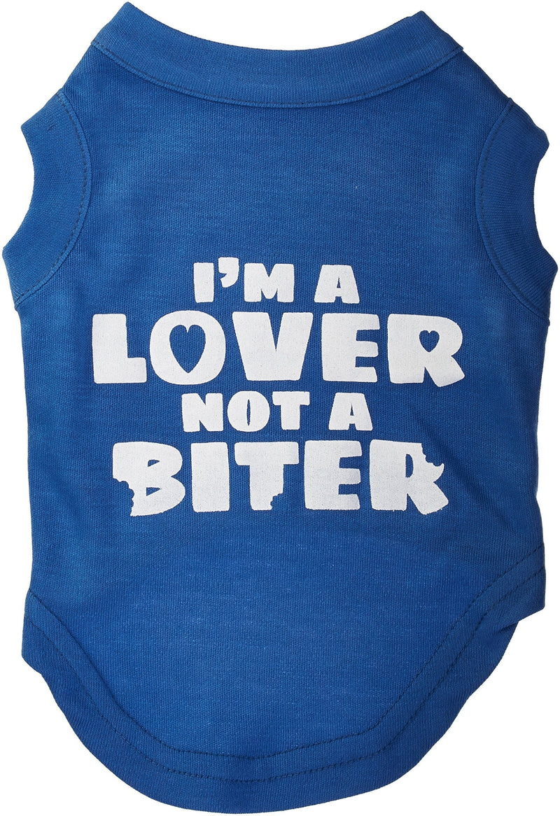 Mirage Pet Products 10-Inch I'm a Lover Not a Biter Screen Printed Dog Shirts, Small, Blue - PawsPlanet Australia