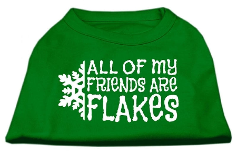 [Australia] - Mirage Pet Products 8-Inch All My Friends are Flakes Screen Print Shirts for Pets, X-Small, Emerald Green 