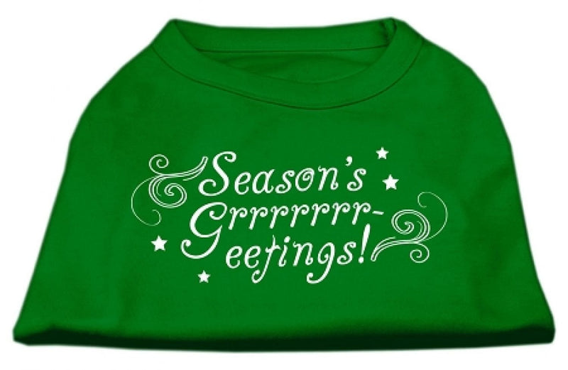 [Australia] - Mirage Pet Products 14-Inch Seasons Greetings Screen Print Shirts for Pets, Large, Emerald Green 