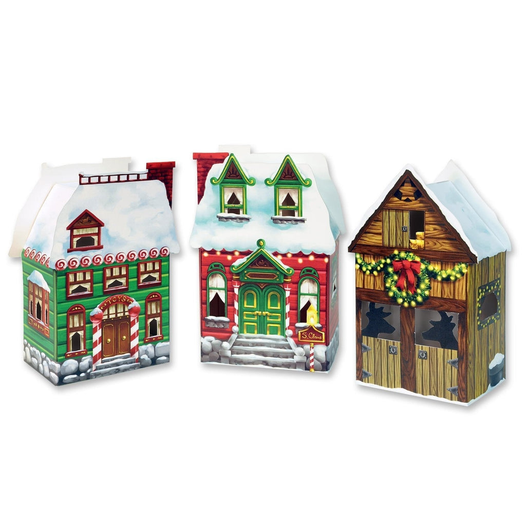 Beistle 3-Pack Christmas Village Party Favor Boxes, 3.75-Inch by 6.75-Inch - PawsPlanet Australia