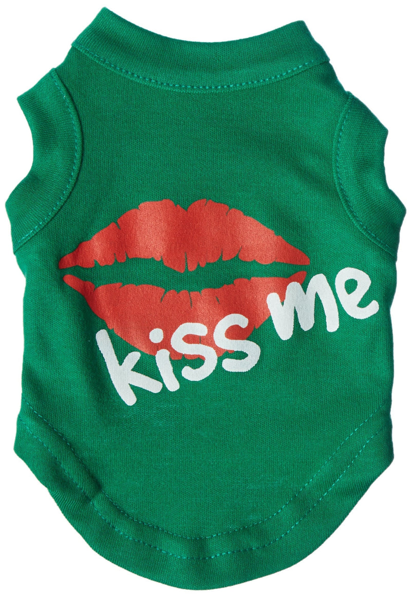 [Australia] - Mirage Pet Products 8-Inch Kiss Me I'm Irish Screen Print Shirt for Pets, X-Small, Emerald Green 