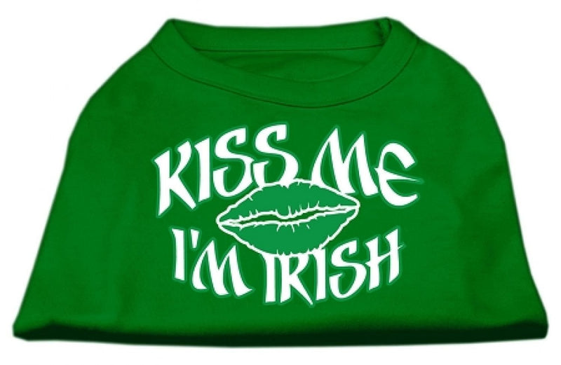 [Australia] - Mirage Pet Products 16-Inch Kiss Me I'm Irish Screen Print Shirt for Pets, X-Large, Emerald Green 