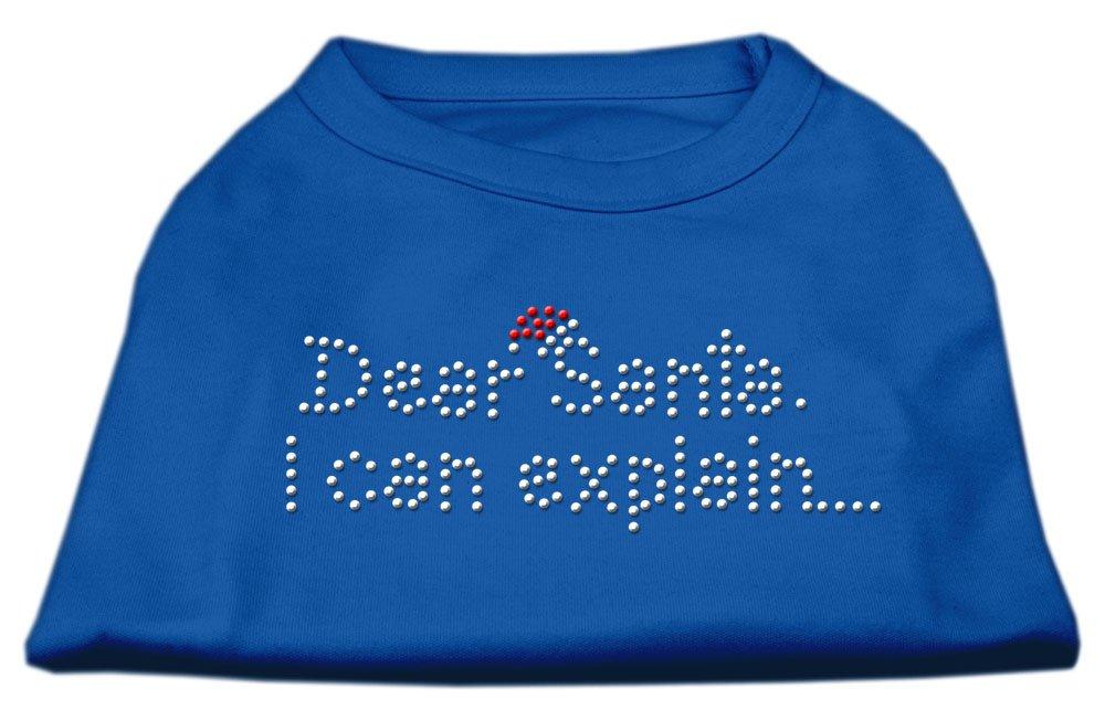 [Australia] - Mirage Pet Products 14-Inch Dear Santa I Can Explain Rhinestone Print Shirt for Pets, Large, Blue 