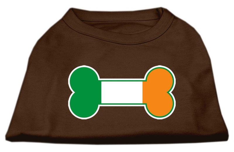 [Australia] - Mirage Pet Products 8-Inch Bone Flag Ireland Screen Print Shirt for Pets, X-Small, Brown 