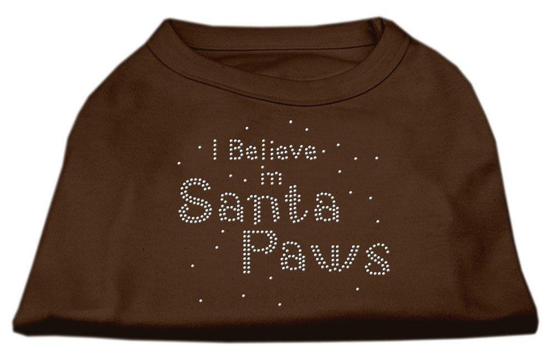 [Australia] - Mirage Pet Products 10-Inch I Believe in Santa Paws Print Shirt for Pets, Small, Brown 