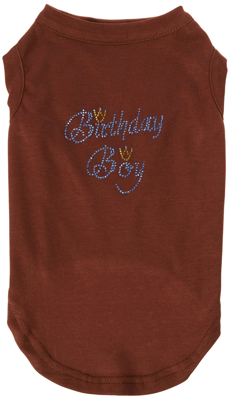 [Australia] - Mirage Pet Products 14-Inch Birthday Boy Rhinestone Print Shirt for Pets, Large, Brown 