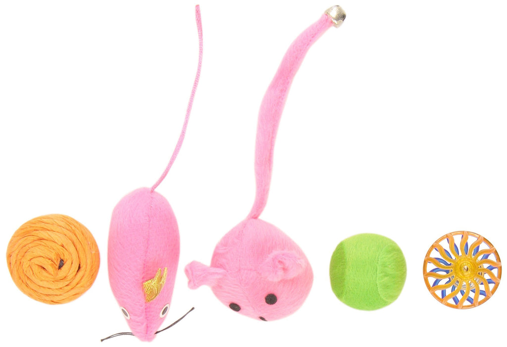 [Australia] - Boss Pet Chomper Kylie's Brites 8-Piece Feather Mouse and Ball Toy Set for Pets 